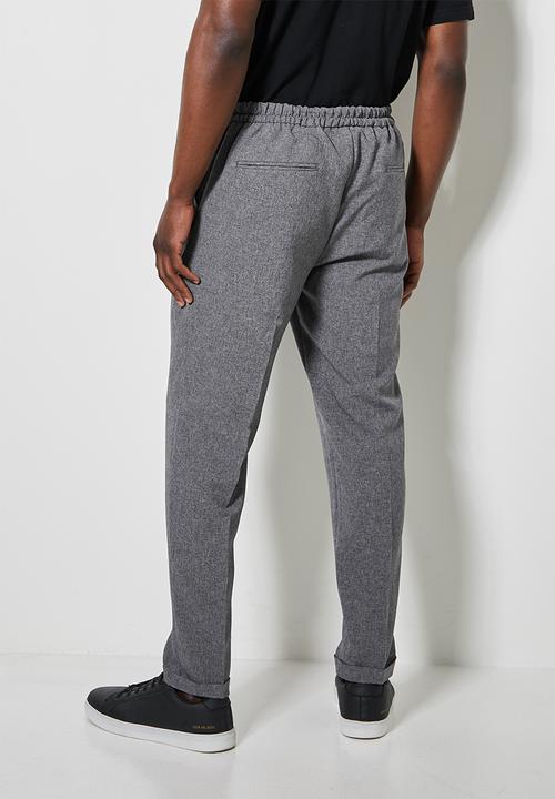 Superbalist - Deco fashion elastic waistband tapered trouser - charcoal 