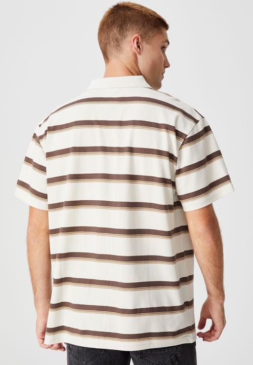 Cotton On - 70 s polo - bone retro stripe