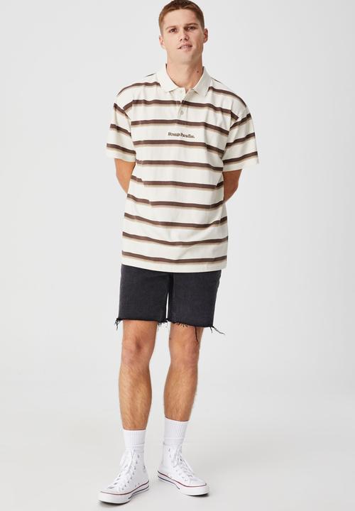 Cotton On - 70 s polo - bone retro stripe