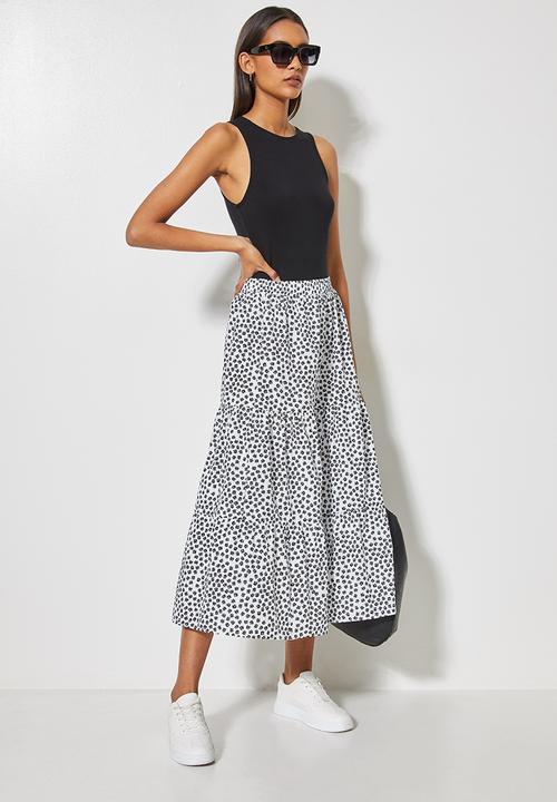 Superbalist - Poplin tiered midi skirt - white 