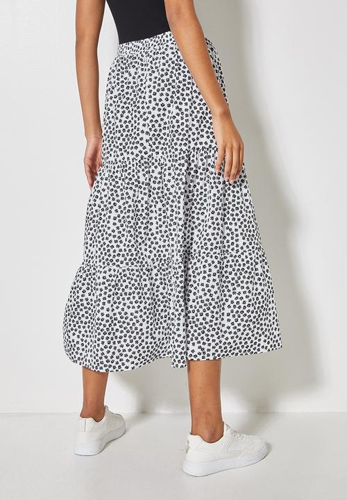 Superbalist - Poplin tiered midi skirt - white 