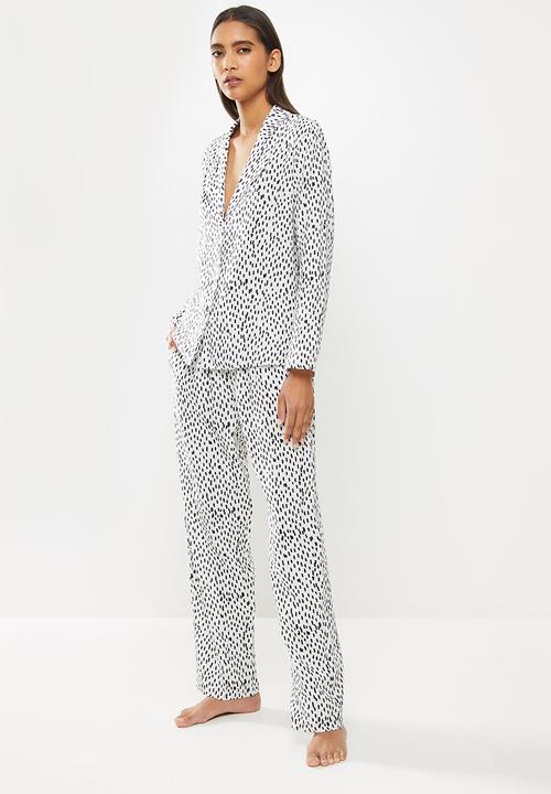Superbalist - Sleep shirt & pants set - white & black