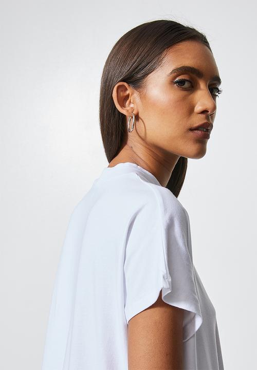 Superbalist - Grown on sleeve single jersey & poplin combo dress - white & black