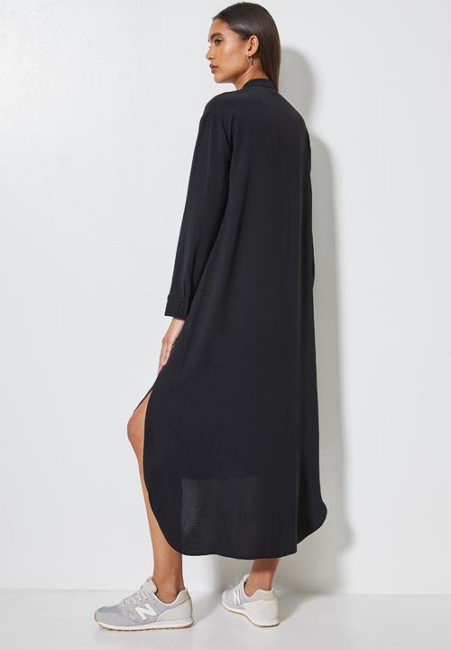 Superbalist - Mandarin collar shirt dress - black