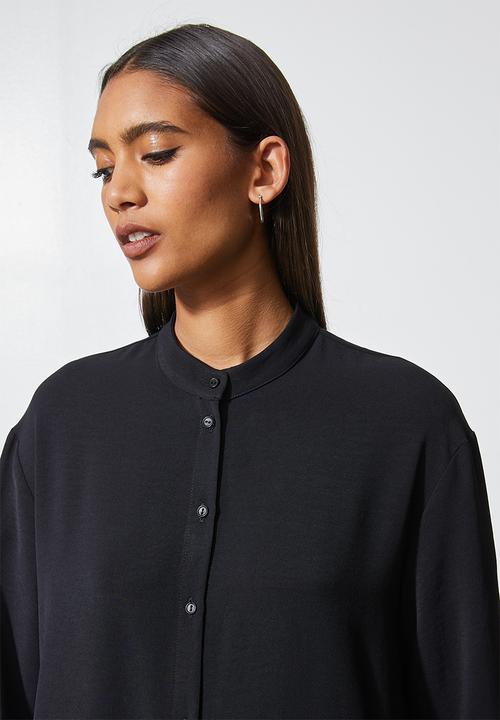 Superbalist - Mandarin collar shirt dress - black