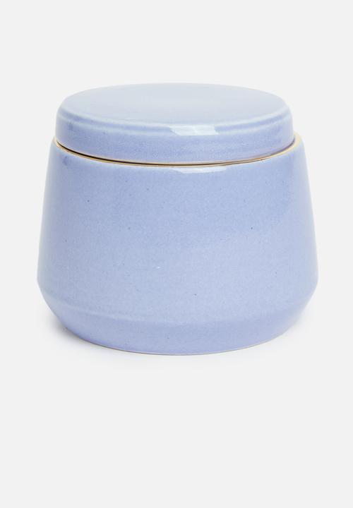 Urchin Art - Des Moines sugar pot and creamer set - sapphire & gold
