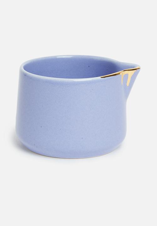Urchin Art - Des Moines sugar pot and creamer set - sapphire & gold