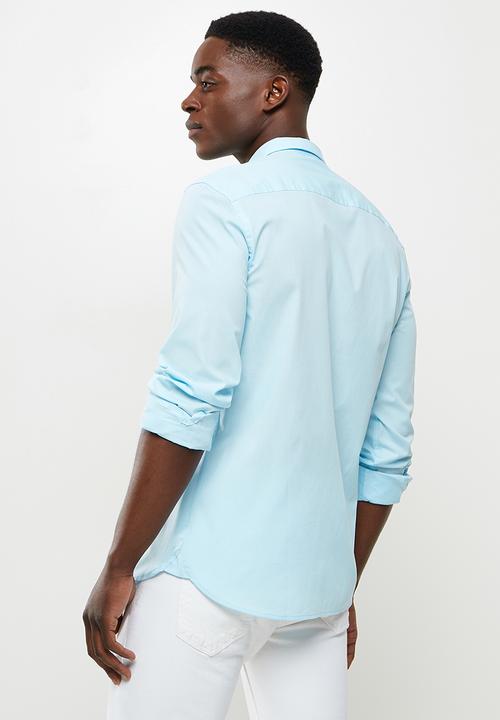 Lyle & Scott - Long sleeve slim fit poplin shirt - blue