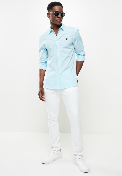 Lyle & Scott - Long sleeve slim fit poplin shirt - blue