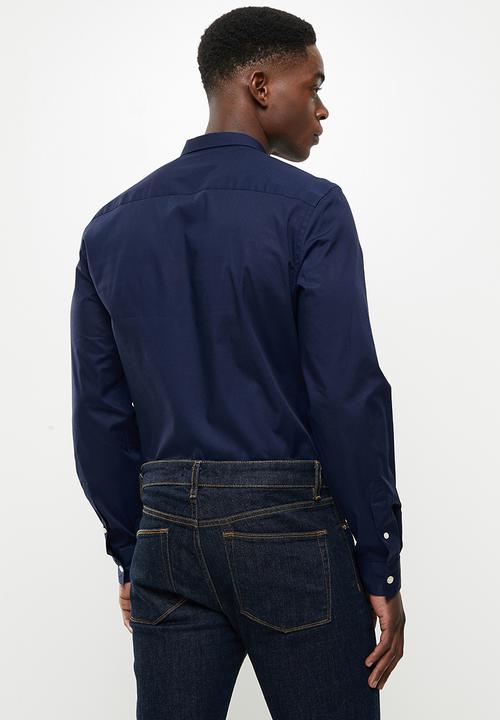 Lyle & Scott - Long sleeve slim fit poplin shirt - navy