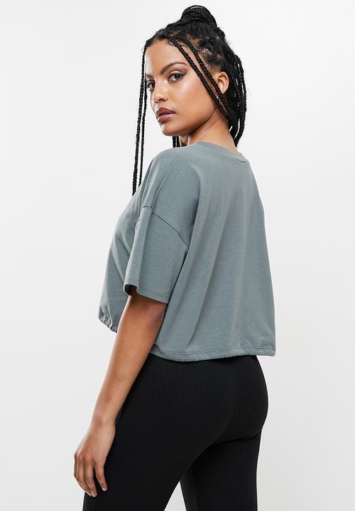 Blake - Boxy drawstring tee - grey