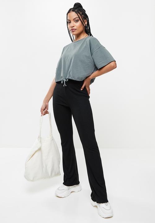 Blake - Boxy drawstring tee - grey