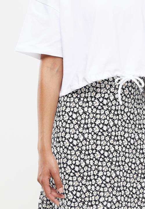 Blake - Boxy drawstring tee - white