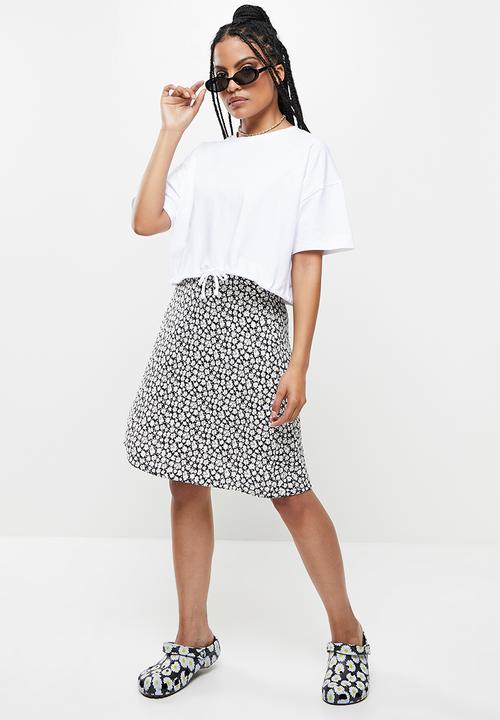 Blake - Boxy drawstring tee - white