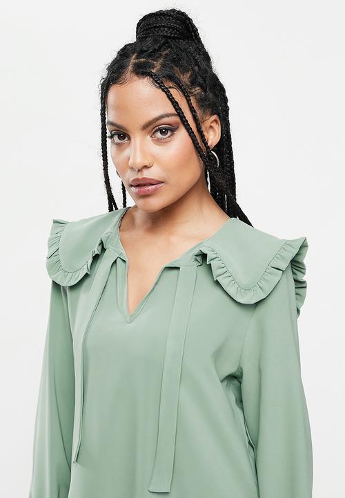 Blake - Peter pan collar mini dress - sage