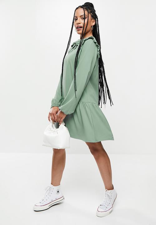 Blake - Peter pan collar mini dress - sage