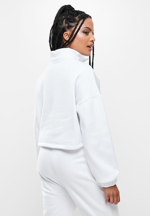 Blake - Quarter zip sweater w print - white