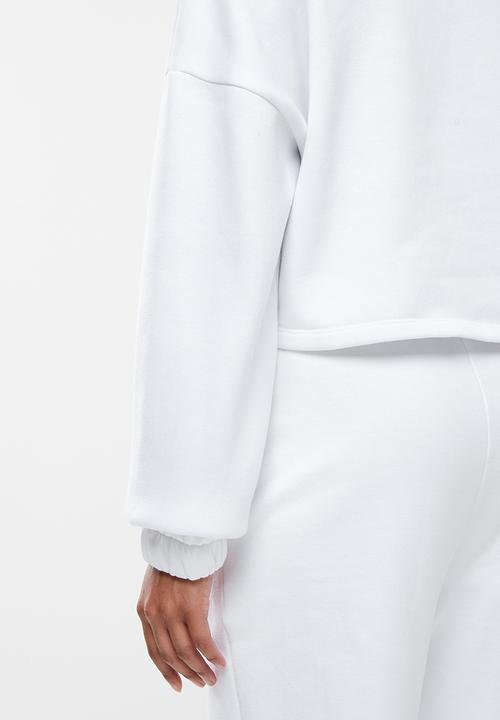 Blake - Quarter zip sweater w print - white