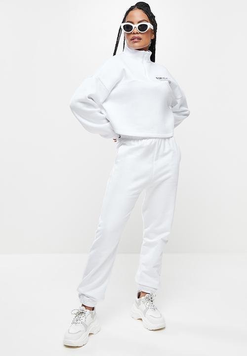 Blake - Quarter zip sweater w print - white