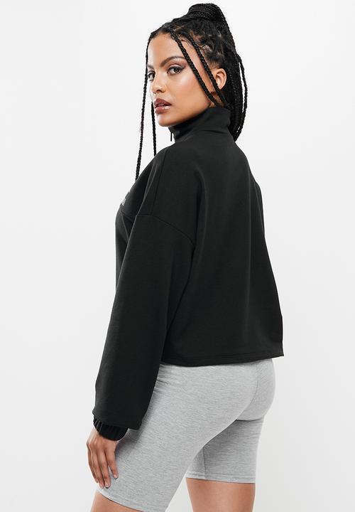 Blake - Quarter zip sweater w print - black