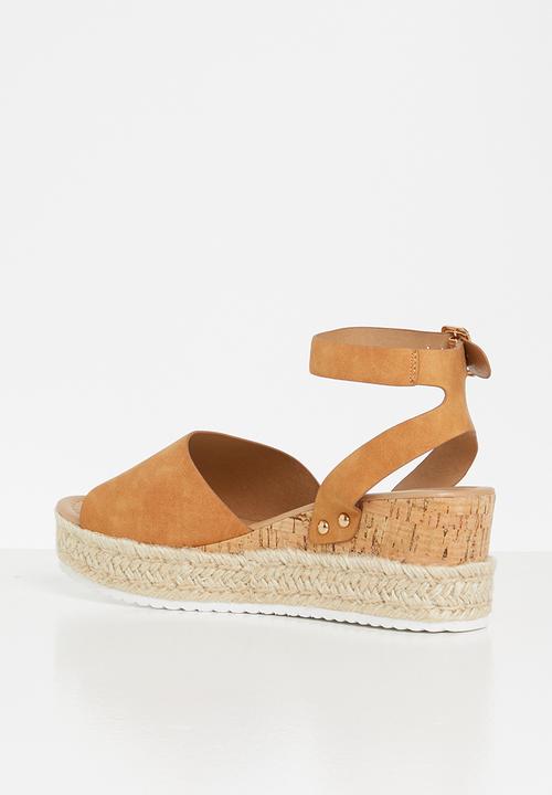 Glamorous - Wide fit flatform espadrille sandal - tan