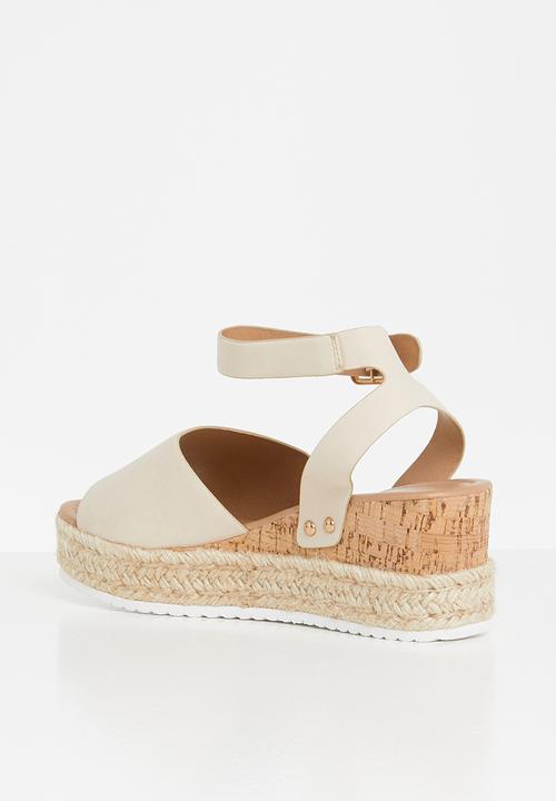Glamorous - Wide fit flatform espadrille sandal - beige nubuck pu
