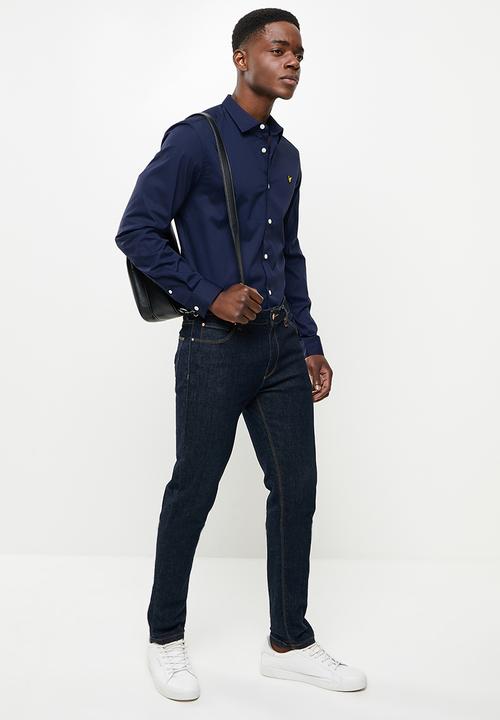 Lyle & Scott - Long sleeve slim fit poplin shirt - navy
