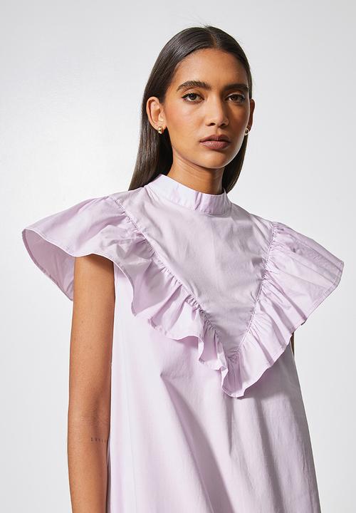 Superbalist - Ruffle funnel neck dress - lavender