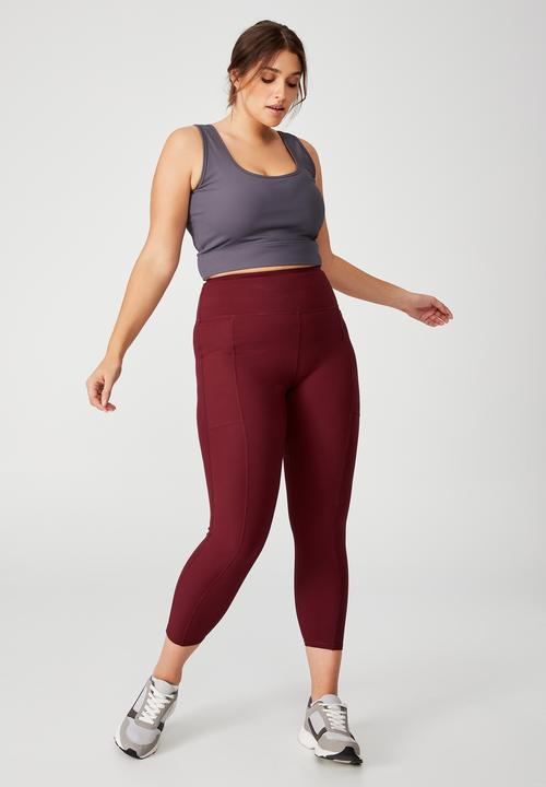Cotton On - Curve active rib pocket 7/8 tight - burgundy 