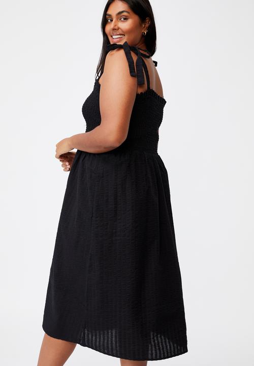 Cotton On - Curve shirred samantha midi dress - black
