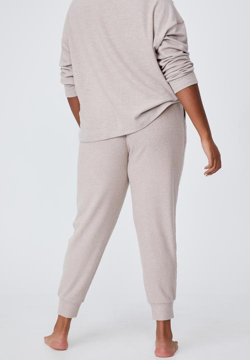 Cotton On - Curve super soft slim fit pant - mushroom marle rib