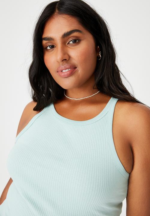 Cotton On - Curve turnback tank - horizon blue
