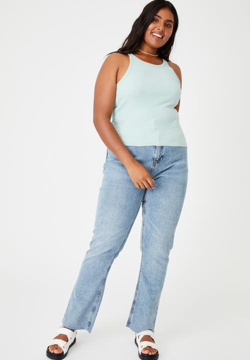 Cotton On - Curve turnback tank - horizon blue