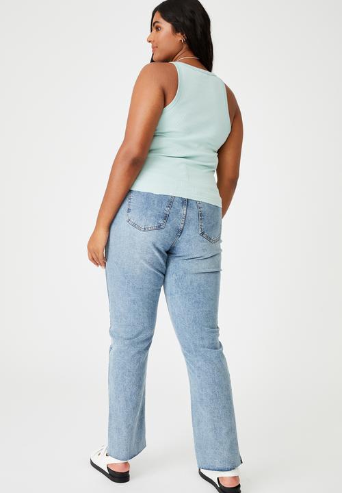Cotton On - Curve turnback tank - horizon blue