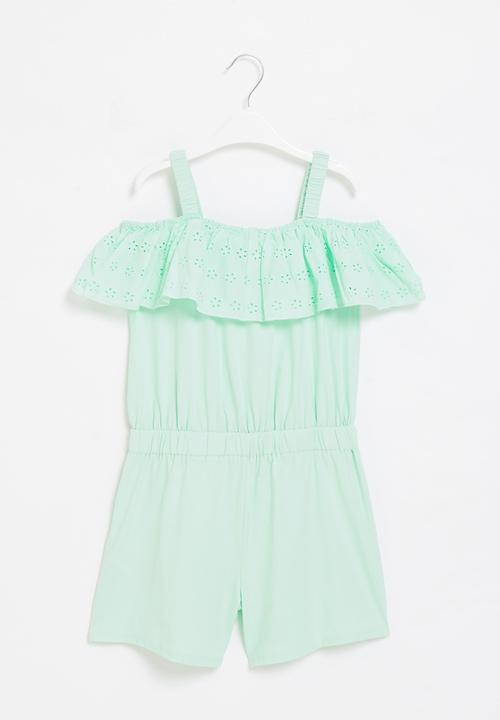 GUESS - Strecth denim broiderie romper - green