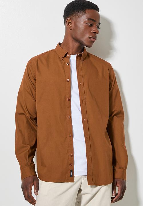 Superbalist - Barber regular fit poplin shirt - brick
