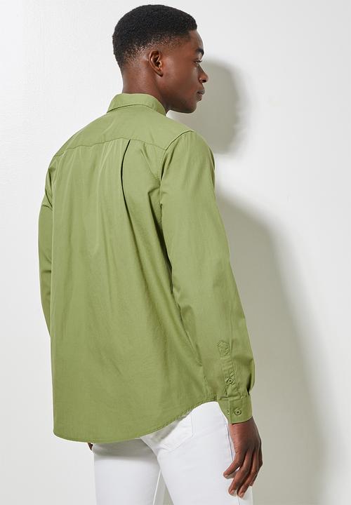 Superbalist - Barber regular fit poplin shirt - green