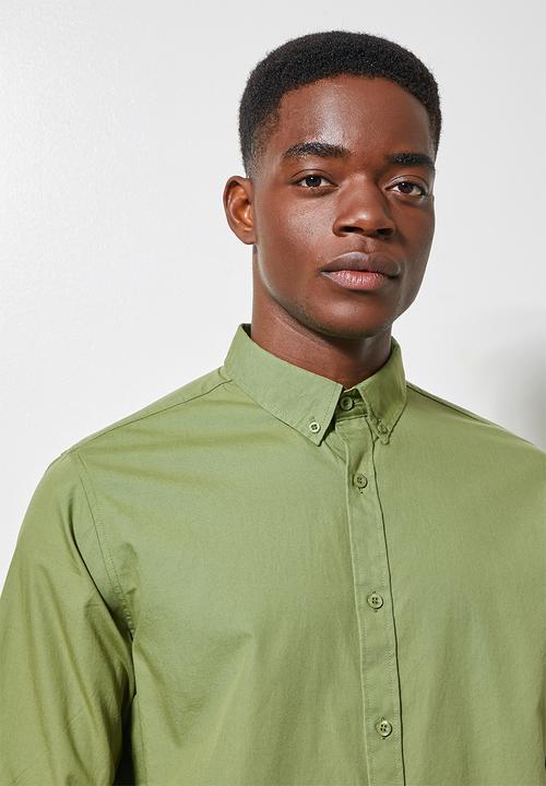 Superbalist - Barber regular fit poplin shirt - green