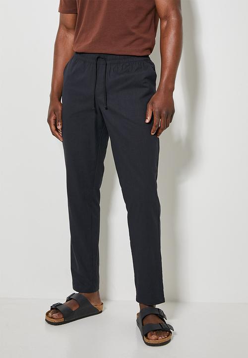Superbalist - Deco light textured elastic waistband pant - black 