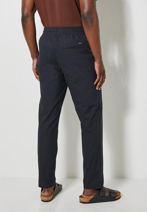 Superbalist - Deco light textured elastic waistband pant - black 
