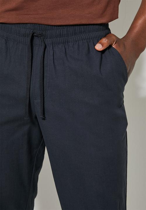 Superbalist - Deco light textured elastic waistband pant - black 