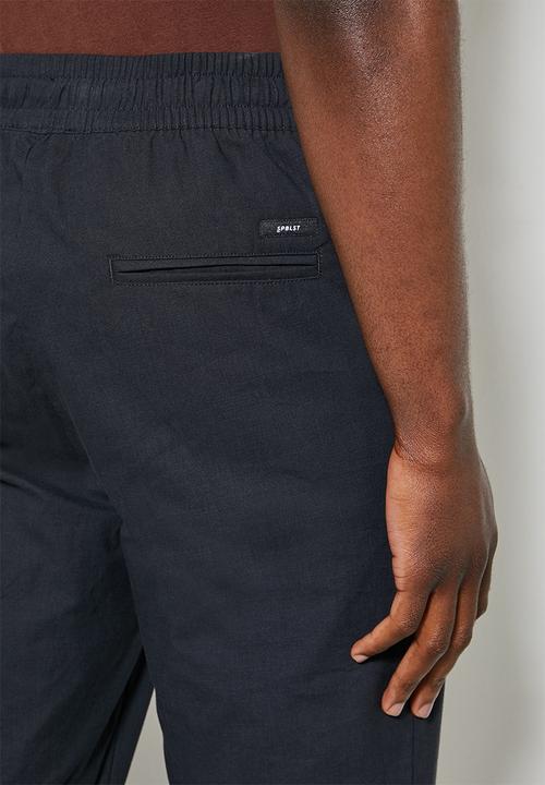 Superbalist - Deco light textured elastic waistband pant - black 