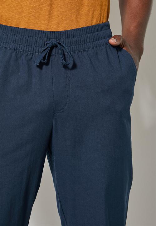 Superbalist - Deco light textured elastic waistband pant - navy 