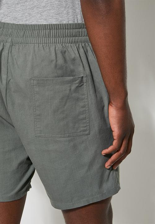 Superbalist - Deco light textured elasticated short - fatigue green 