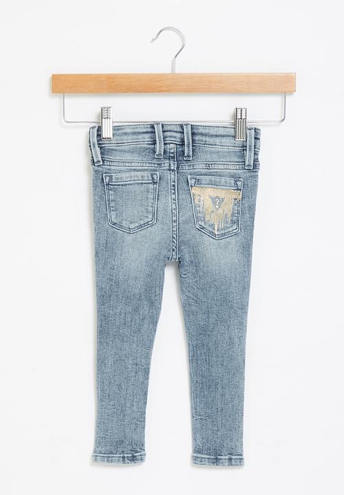 GUESS - Skinny jean with rips - mid wash