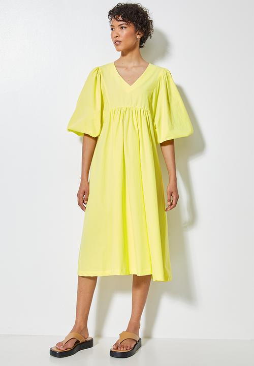 Superbalist - V-neck exaggerated sleeve dress - yellow