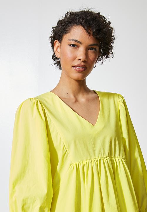 Superbalist - V-neck exaggerated sleeve dress - yellow