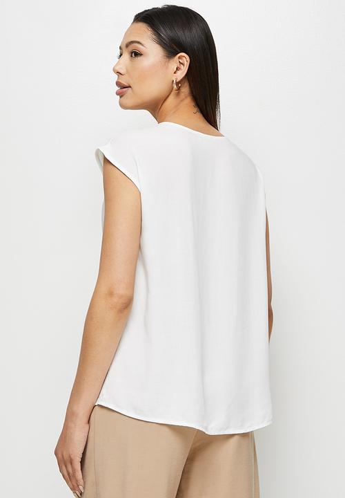 edit - Basic woven boxy shell - white