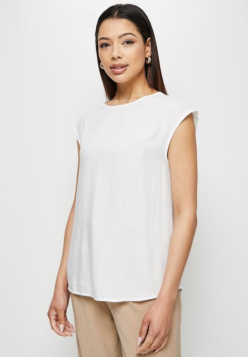edit - Basic woven boxy shell - white