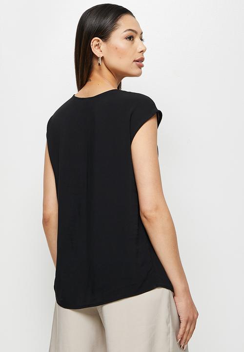 edit - Basic woven boxy shell - black